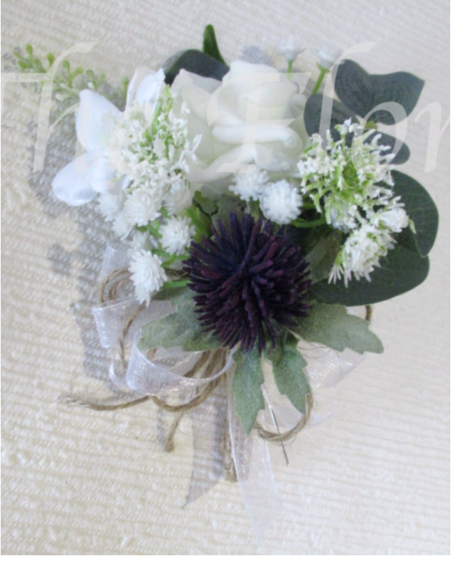 Dark Purple Thistle Corsage, Scottish Inspired Mother of the bride corsage